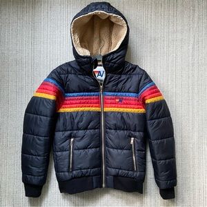 SzM Aviator Nation 5 Stripe Trekker Puffer Coat Black